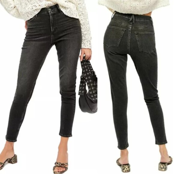 Free People Women's Mid Rise Slim Skinny Jeans Milkway Black Size 25 NWT, $78 - Picture 1 of 4